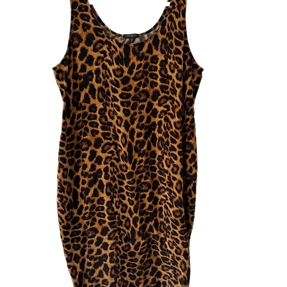 Curvy Sense Tank Dress Animal Print Super Soft Classic Beachy